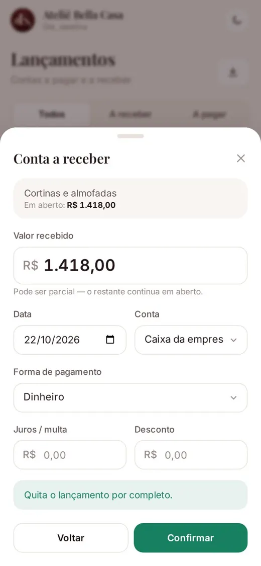 Dando baixa